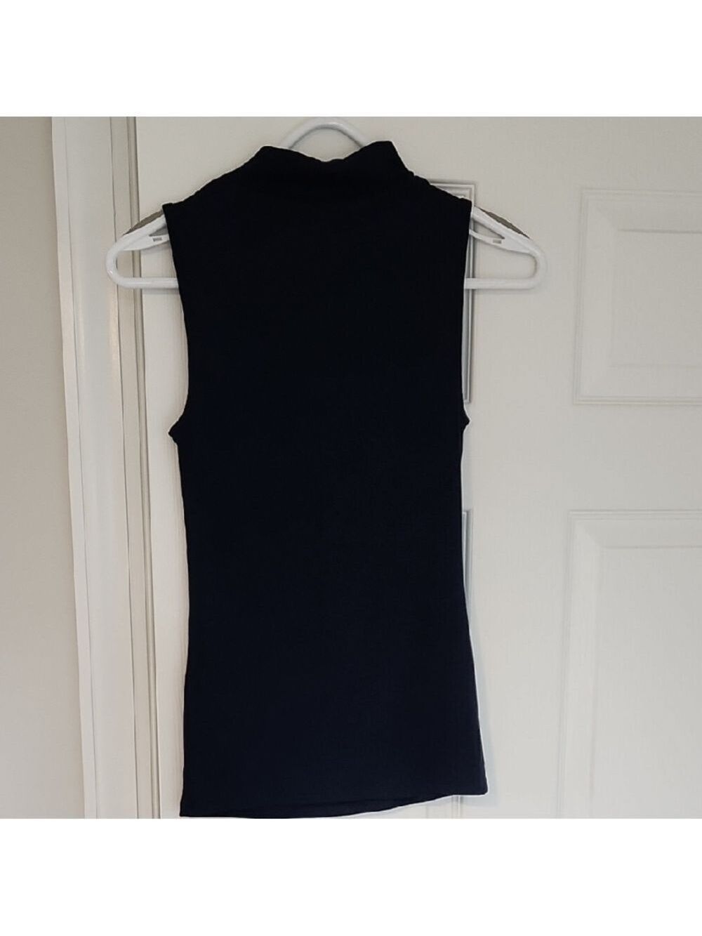 Sleeveless Navy Mock Tank Top - Picture 7 of 8